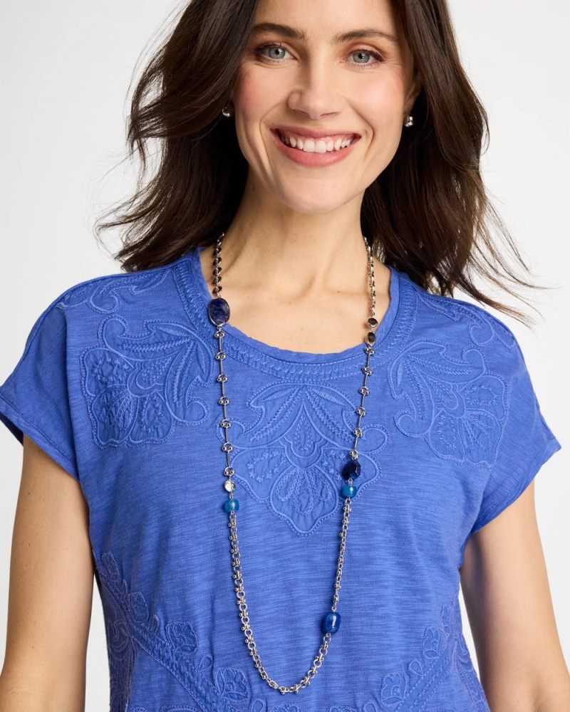 Chicos Blue Accent Long Single Strand Necklace - BLUE