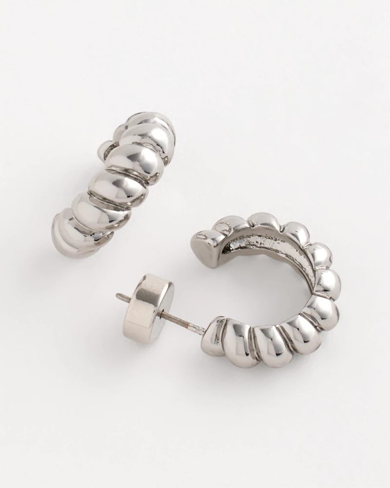 Chicos No Droop® Silvertone Twisted Hoop Earrings - SILVER