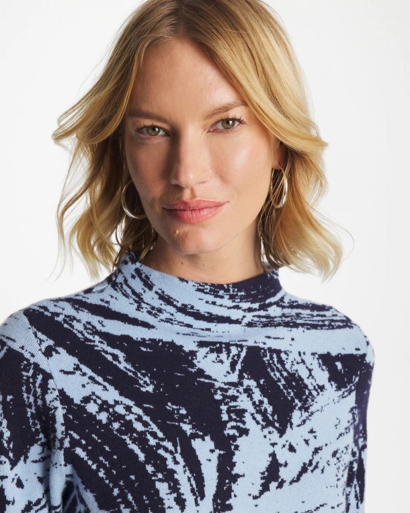 Chicos Zenergy® Luxe Sketch Funnelneck Top - CRYSTAL TOPAZ