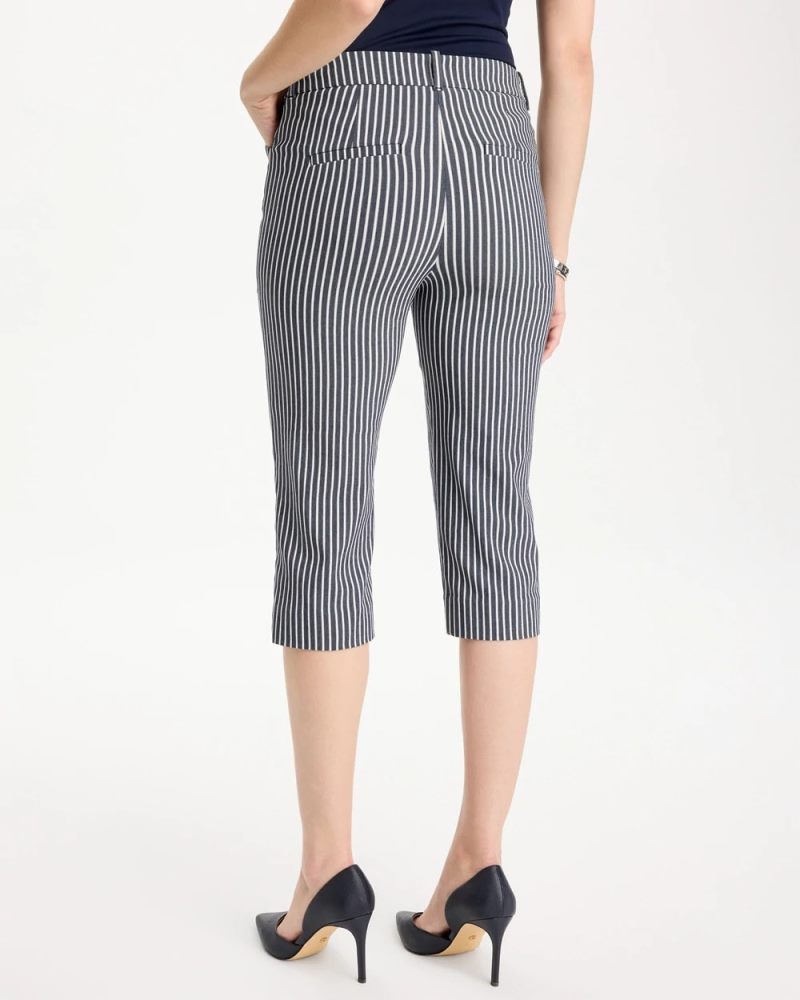 Chicos Emme Slim Striped Capri Pants - INDIGO