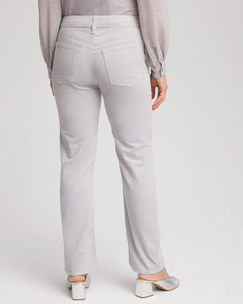 Chicos Velveteen Pull-On Flared Jeans - DOVE GRAY