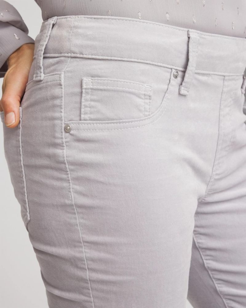Chicos Velveteen Pull-On Flared Jeans - DOVE GRAY