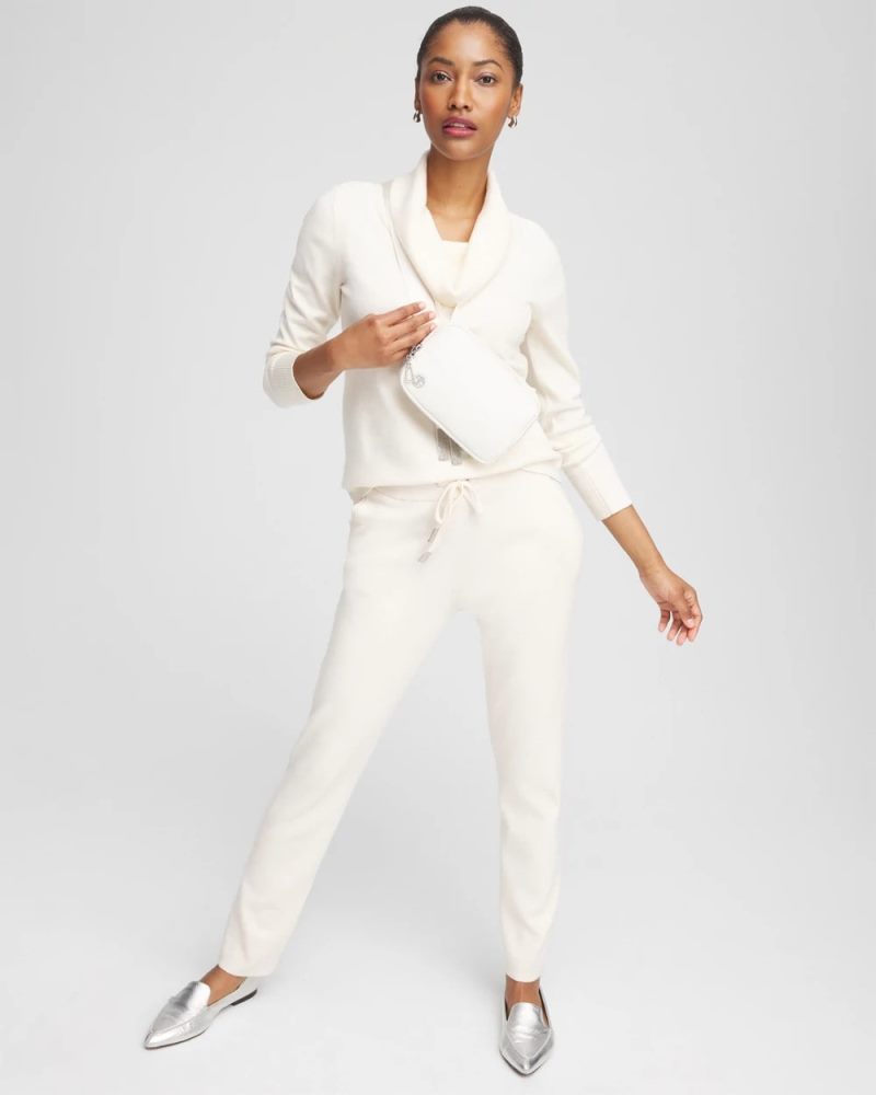 Chicos Zenergy Luxe® Cashmere Blend Cowl Sweater - ENGLISH CREAM