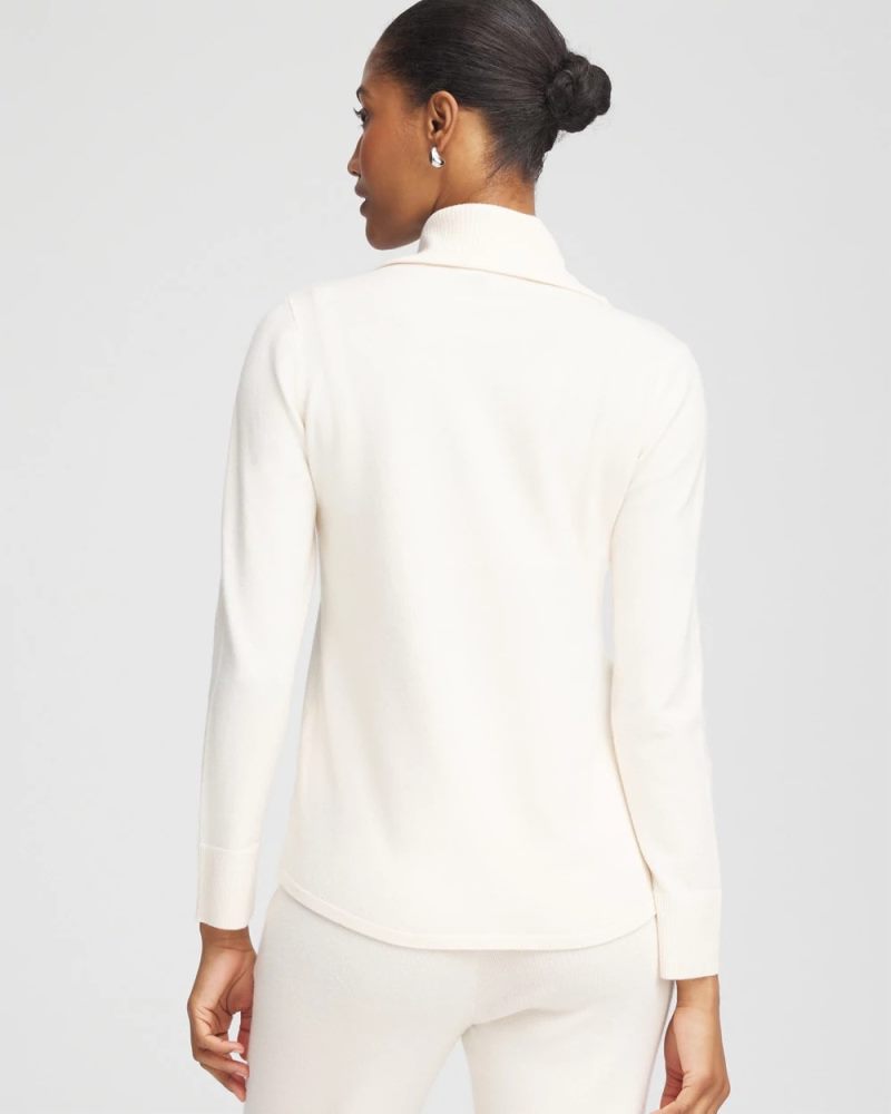 Chicos Zenergy Luxe® Cashmere Blend Cowl Sweater - ENGLISH CREAM