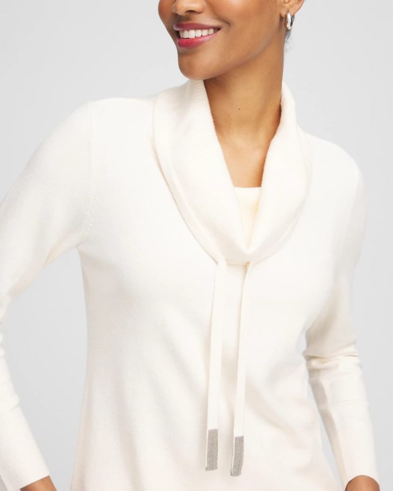 Chicos Zenergy Luxe® Cashmere Blend Cowl Sweater - ENGLISH CREAM