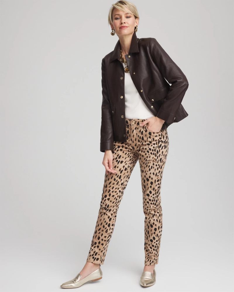 Chicos Snap Front Faux Leather Jacket - BLACK RAISIN