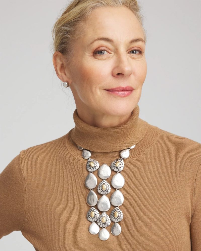 Chicos Island Metal Linear Necklace - MIXED METALS