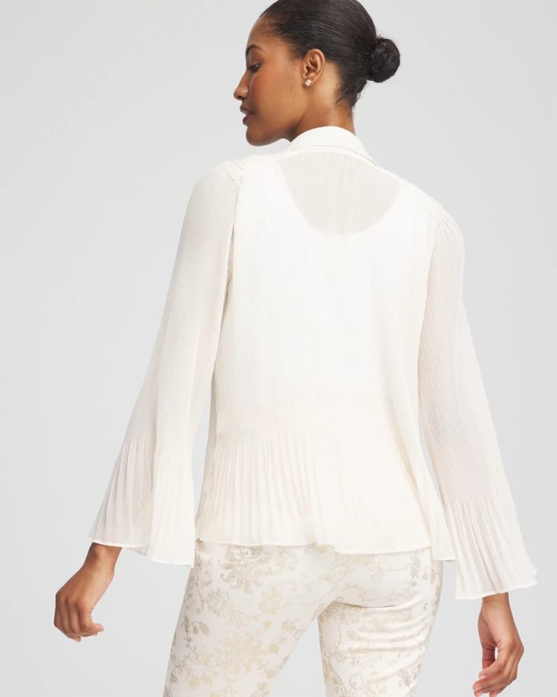Chicos Pleated Georgette Blouse - ENGLISH CREAM
