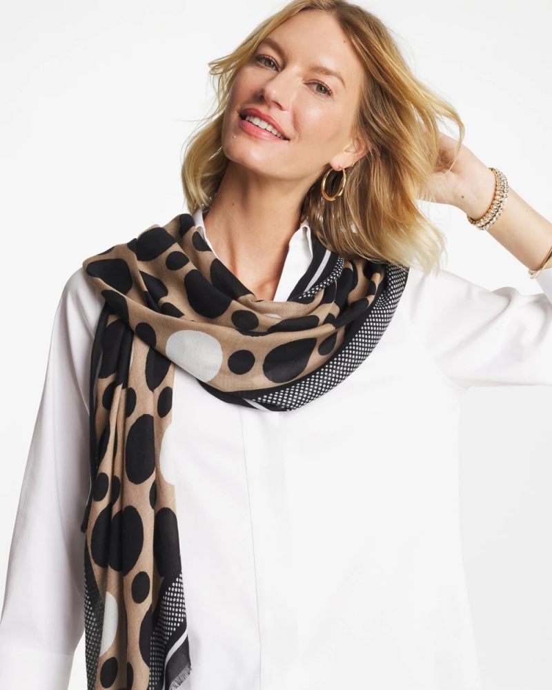 Chicos Global Dots Oblong Scarf - BLACK