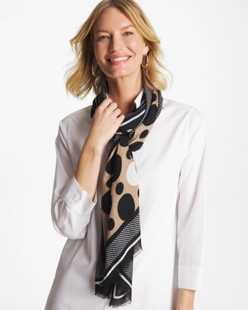 Chicos Global Dots Oblong Scarf - BLACK
