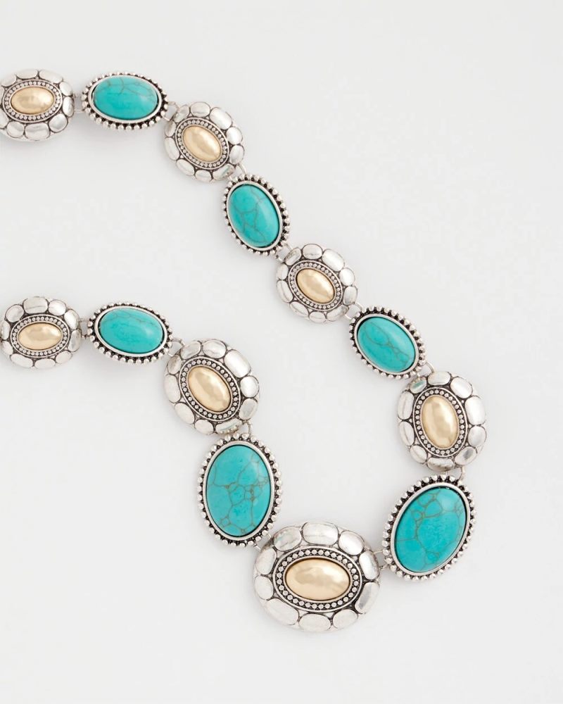 Chicos Turquoise Mixed Metal Collar Necklace - TURQUOISE