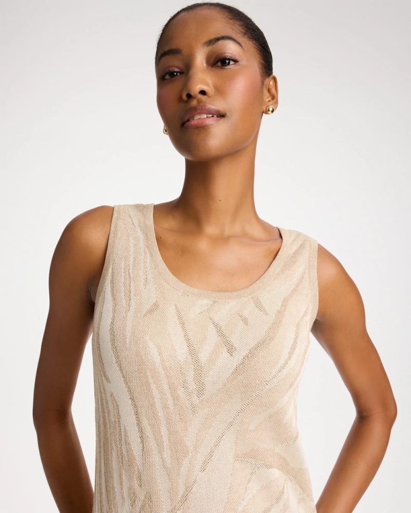 Chicos Knit Printed Sweater Dress - GOLD