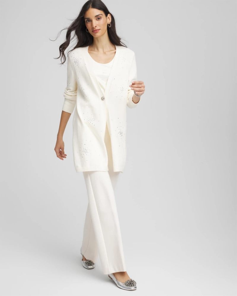Chicos Rhinestone Embellished Cardigan - ENGLISH CREAM