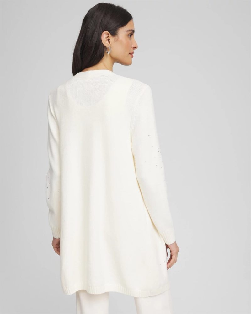 Chicos Rhinestone Embellished Cardigan - ENGLISH CREAM