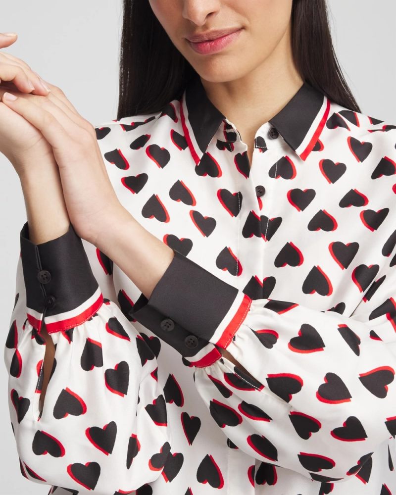 Chicos Classic Valentine's Day Blouse - BLACK