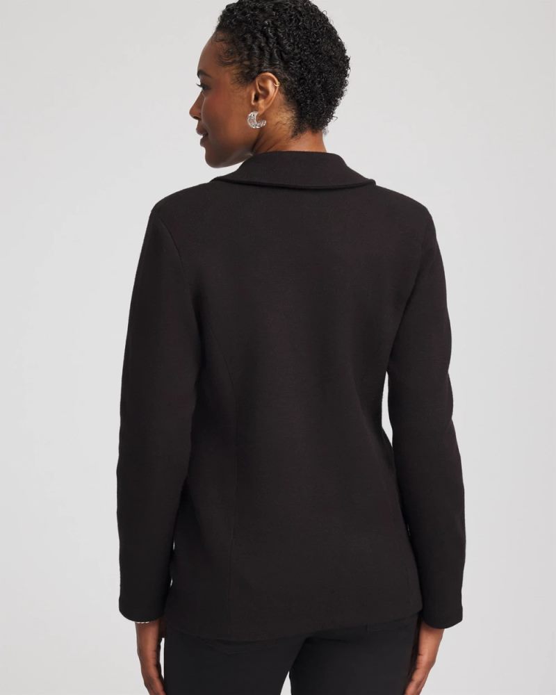 Chicos Single-Breasted Sweater Blazer - BLACK