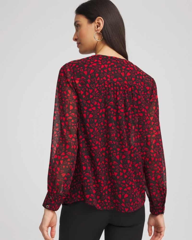 Chicos Lover Girl Georgette Blouse - LOVE LETTER RED