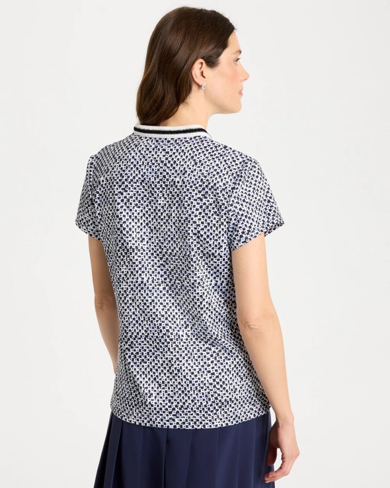 Chicos Zenergy® UPF Crochet Trim Polo - BLUE MUSE