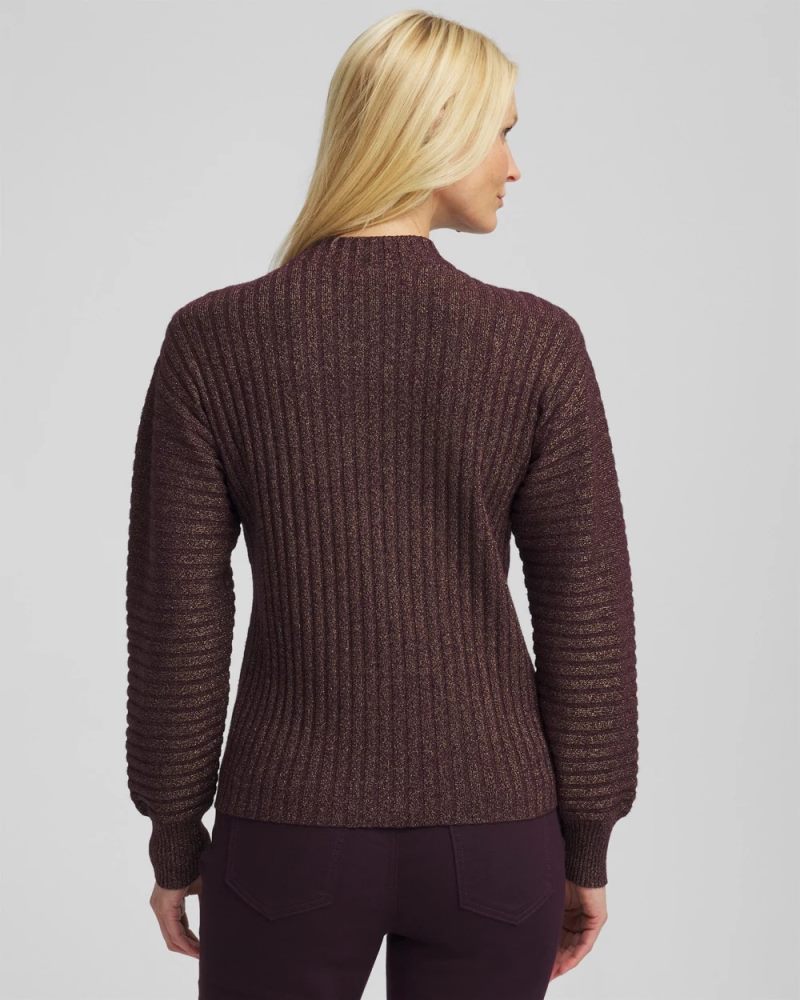Chicos Metallic Ribbed Pullover - NIGHT BLOOM