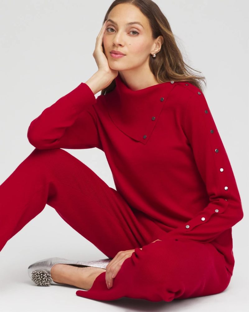 Chicos Zenergy® Luxe Envelope Neck Sweater - CARMINE RED