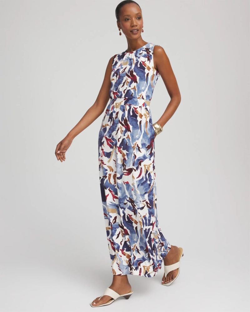 Chicos Sleeveless Jersey Knit Maxi Dress - BLUE LOTUS