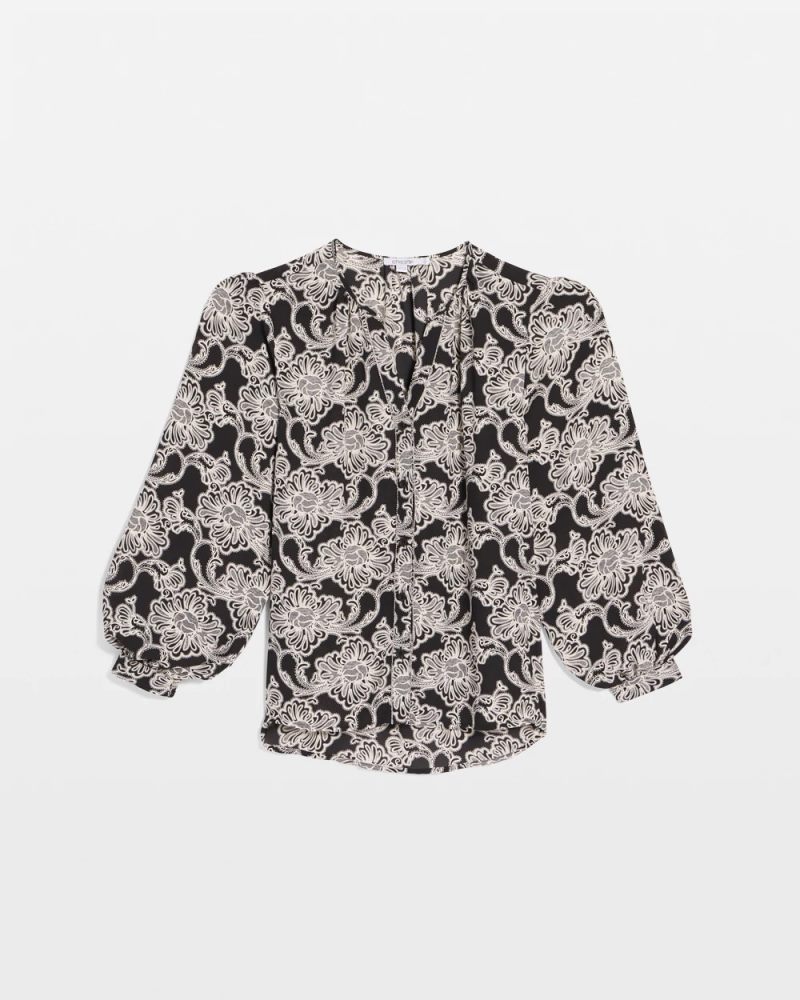 Chicos Caviar Bead Georgette Blouse - BLACK