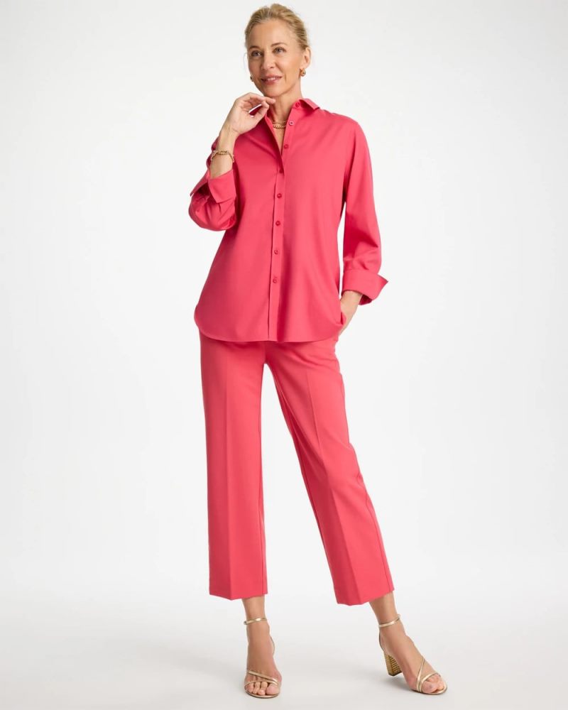 Chicos No Iron Stretch Shirt - HOT HONEYSUCKLE