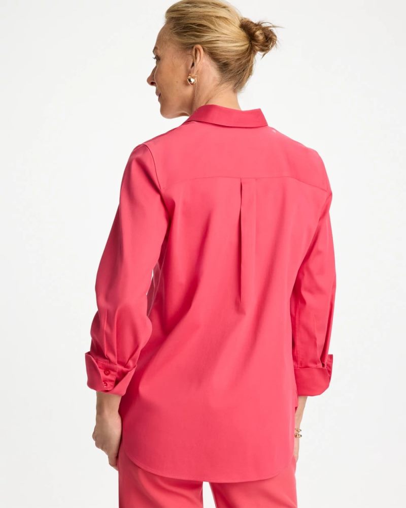 Chicos No Iron Stretch Shirt - HOT HONEYSUCKLE