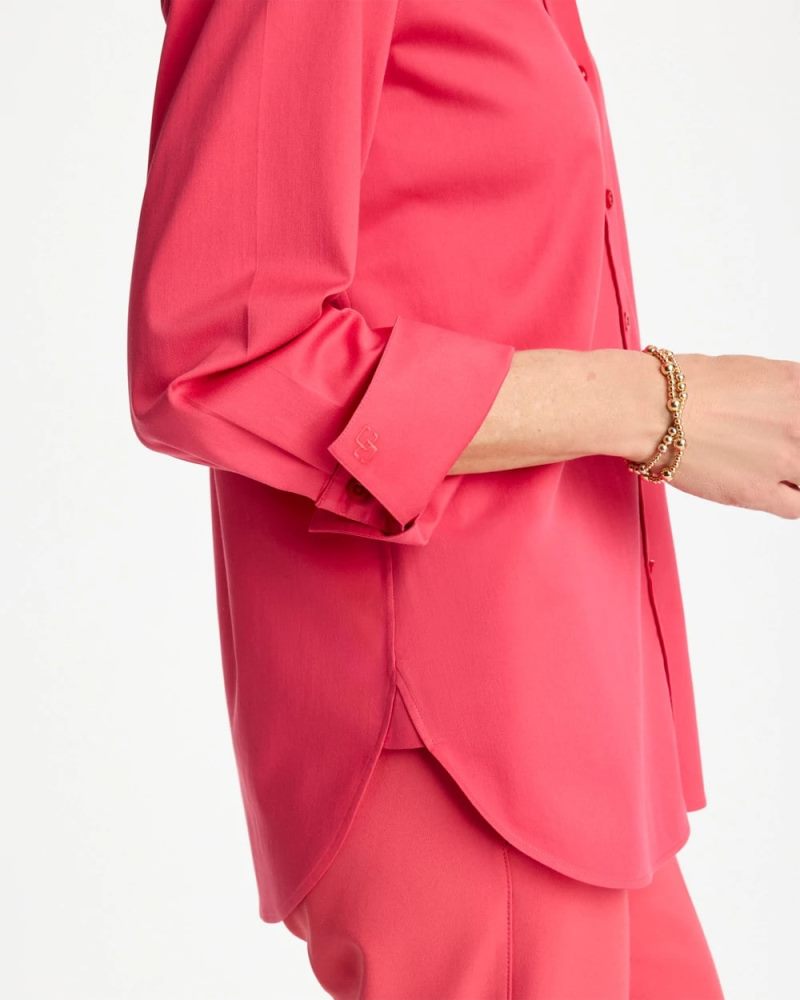 Chicos No Iron Stretch Shirt - HOT HONEYSUCKLE