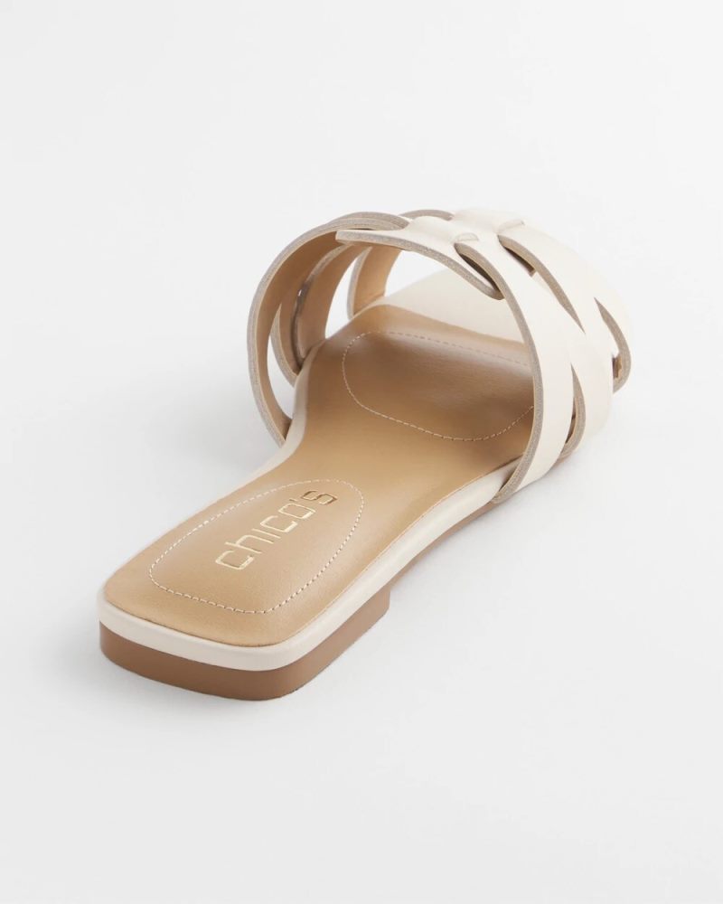Chicos Cassidy Cross-Strap Slide Sandals - BONE