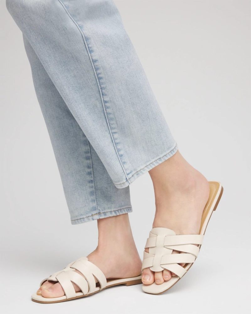 Chicos Cassidy Cross-Strap Slide Sandals - BONE
