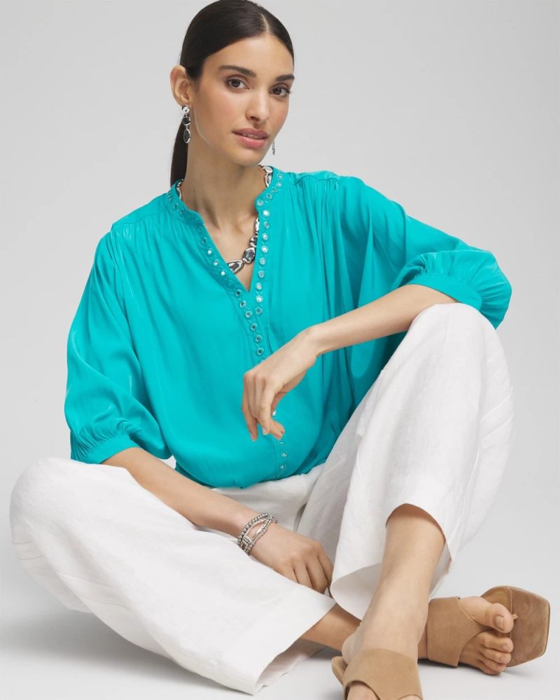 Chicos Batwing Sleeve Top - SEASPRAY