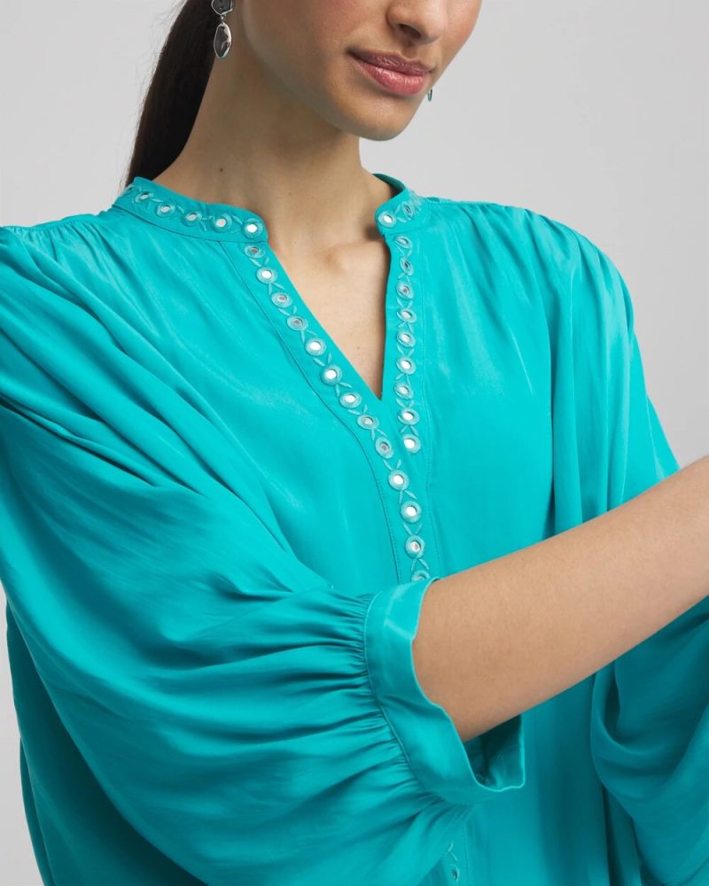 Chicos Batwing Sleeve Top - SEASPRAY