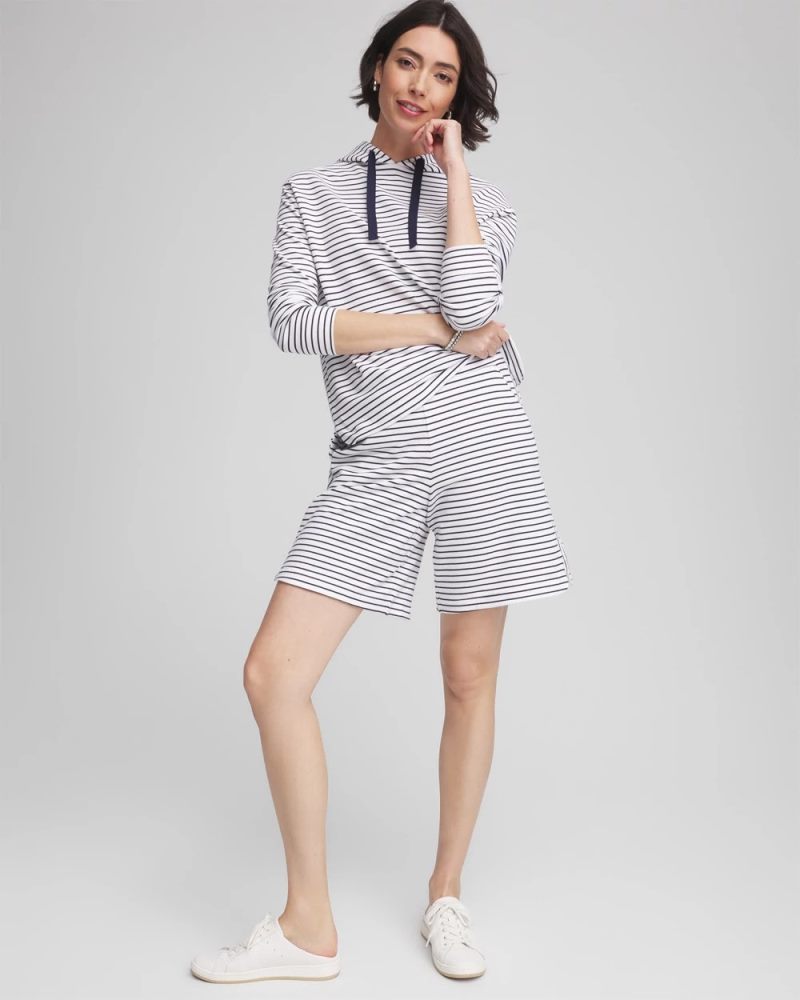 Chicos Zenergy® French Terry Striped Shorts - PASSPORT BLUE