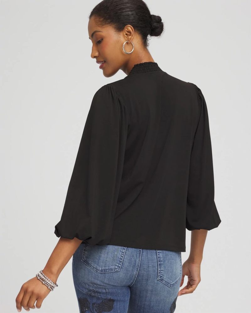Chicos Dramatic Elbow-Sleeve Top - BLACK