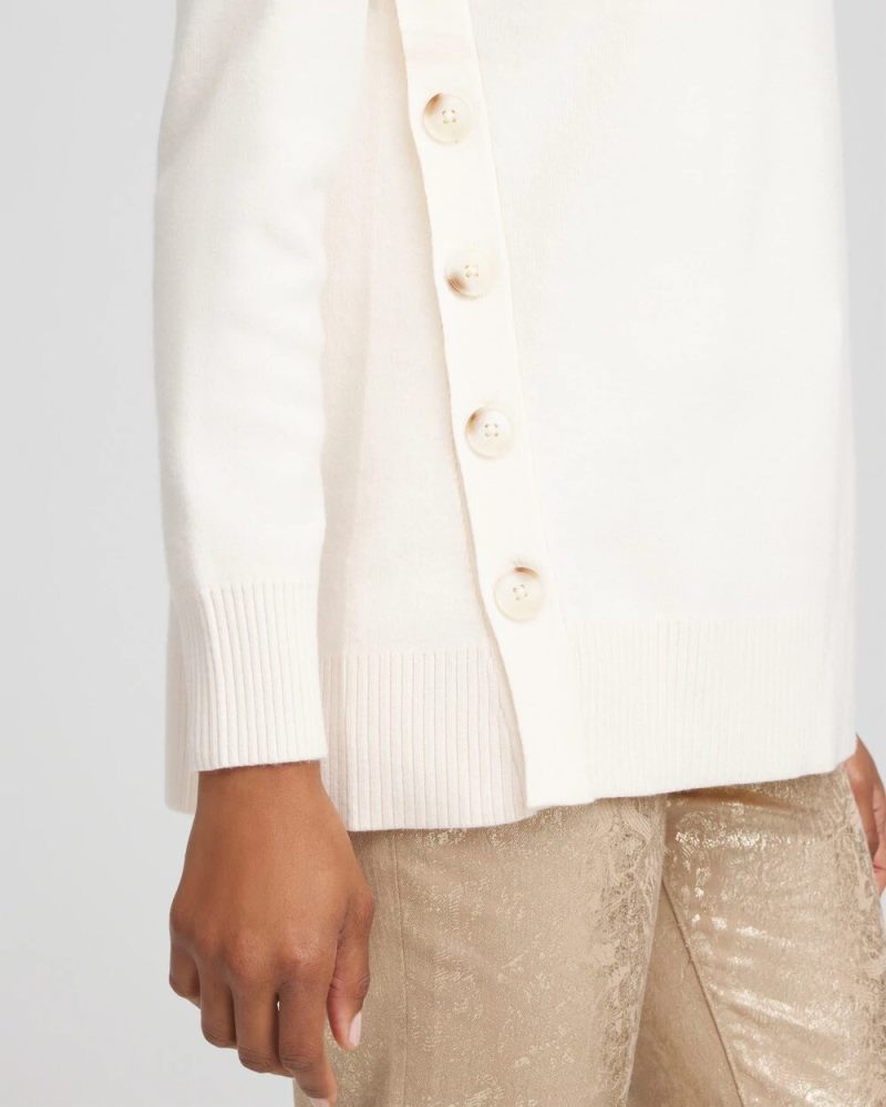 Chicos Button Tunic Sweater - ENGLISH CREAM