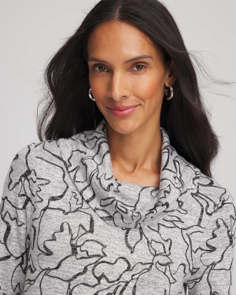Chicos Zenergy® Soft Essentials Cowlneck Top - SALT AND PEPPER