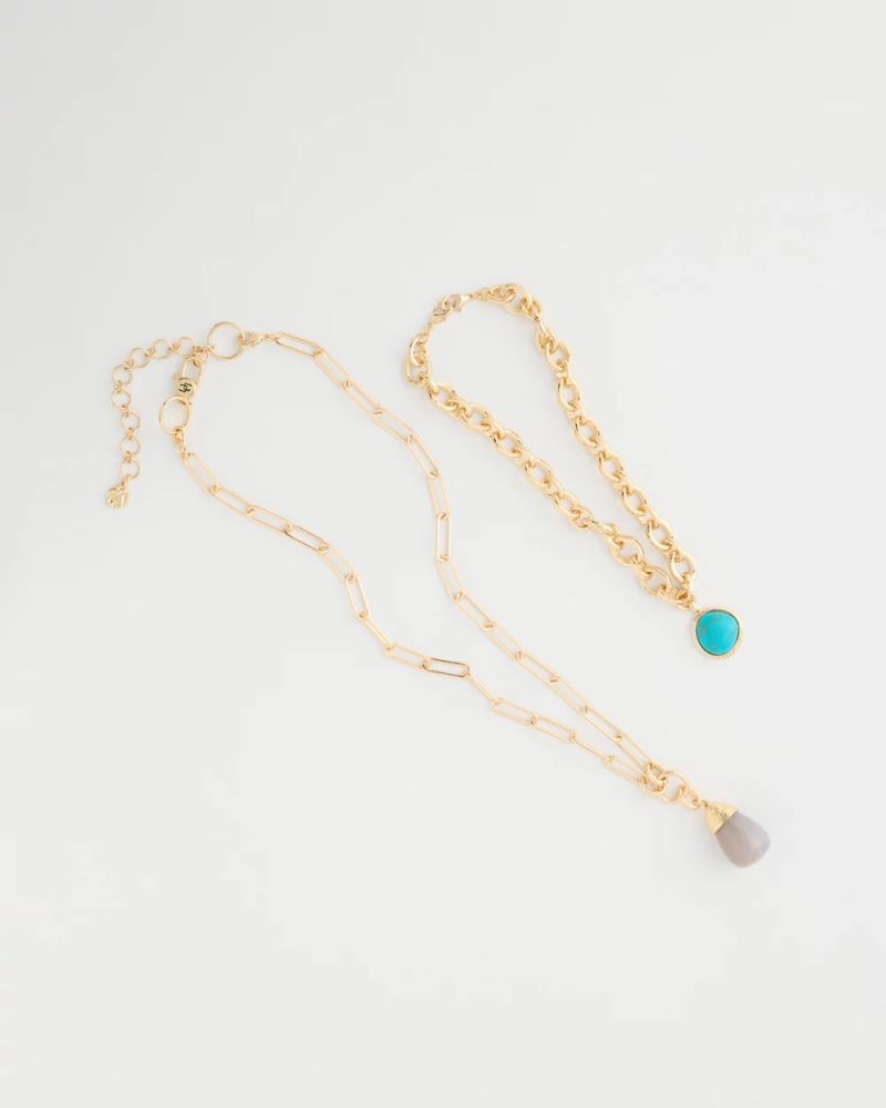 Chicos Double-Strand Blue Pendant Necklace - AQUA