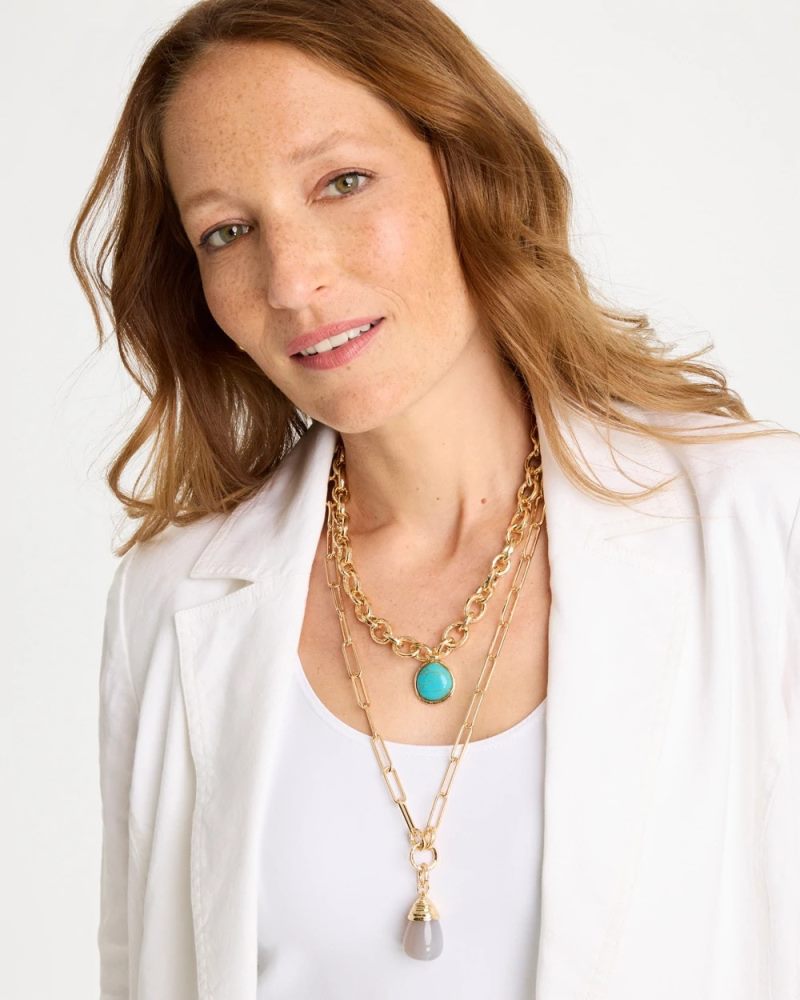 Chicos Double-Strand Blue Pendant Necklace - AQUA