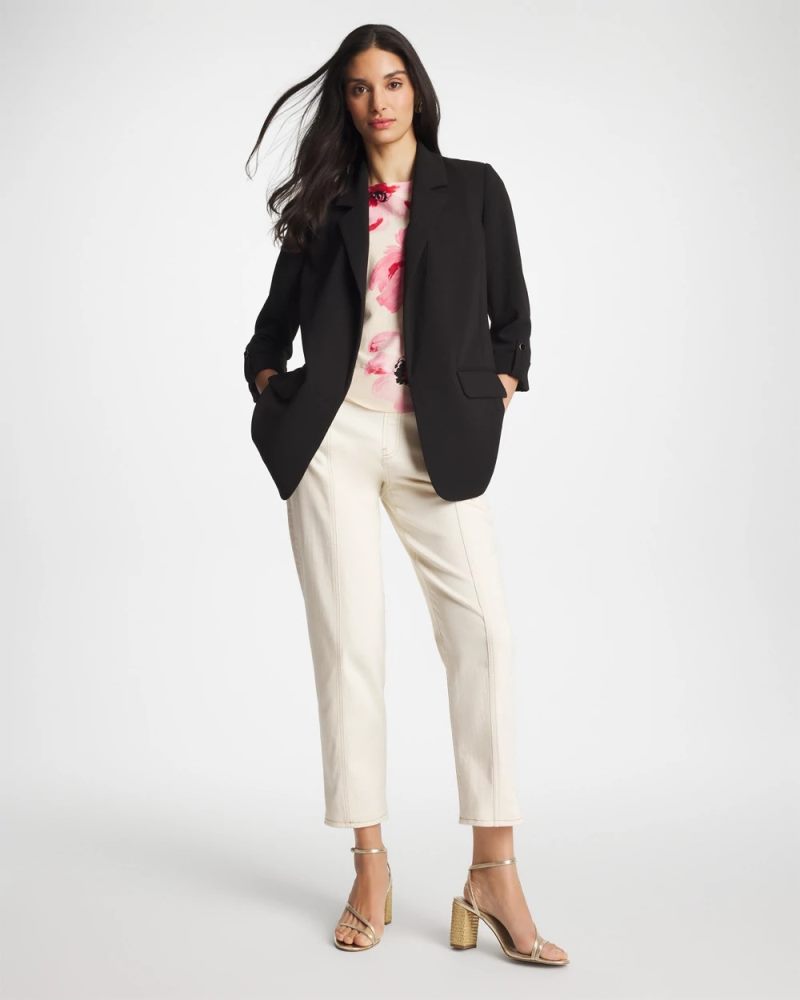 Chicos Boyfriend Crepe Blazer - BLACK