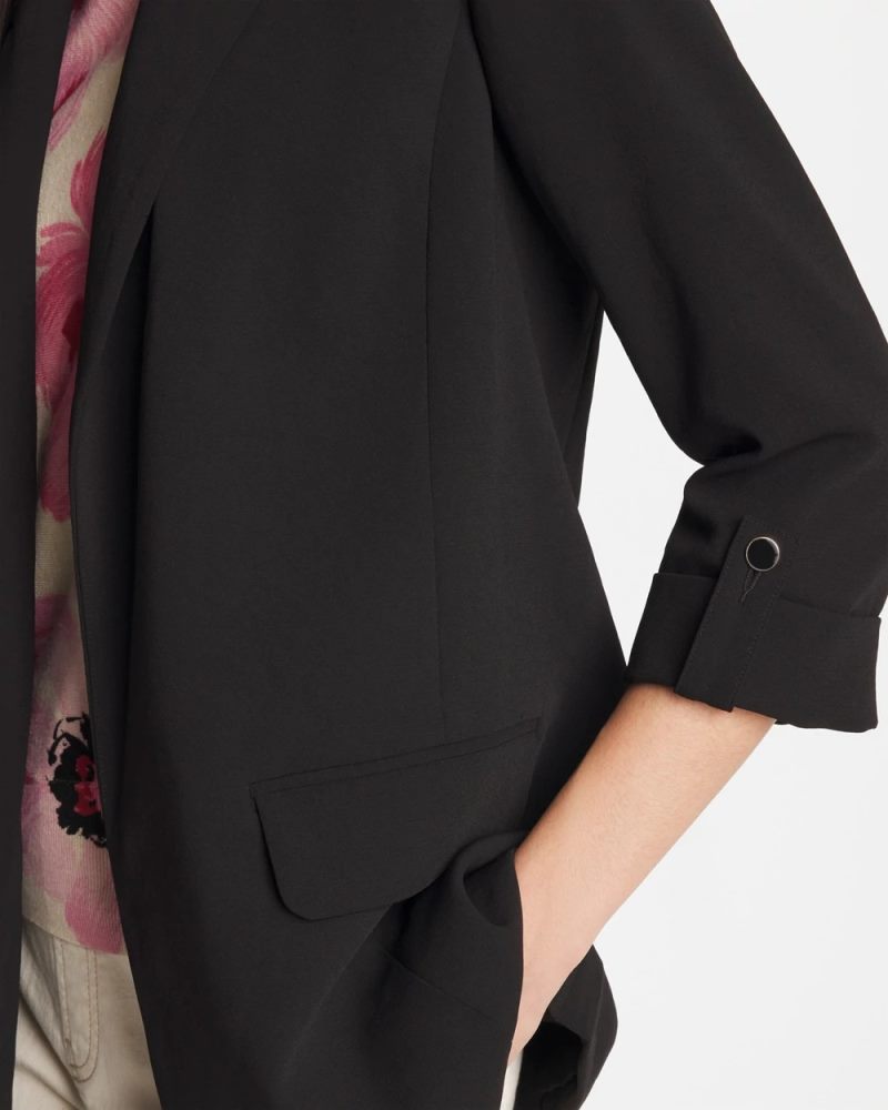 Chicos Boyfriend Crepe Blazer - BLACK