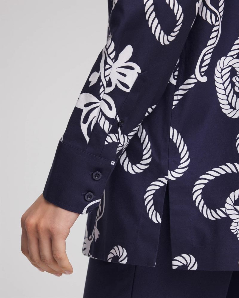Chicos No Iron Rope Print Tunic - PASSPORT BLUE