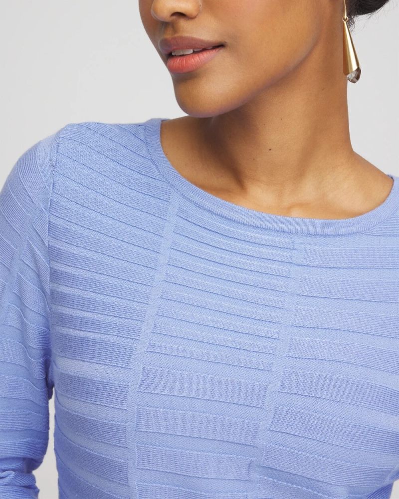 Chicos Boat Neck Pullover Sweater - BLUE MUSE
