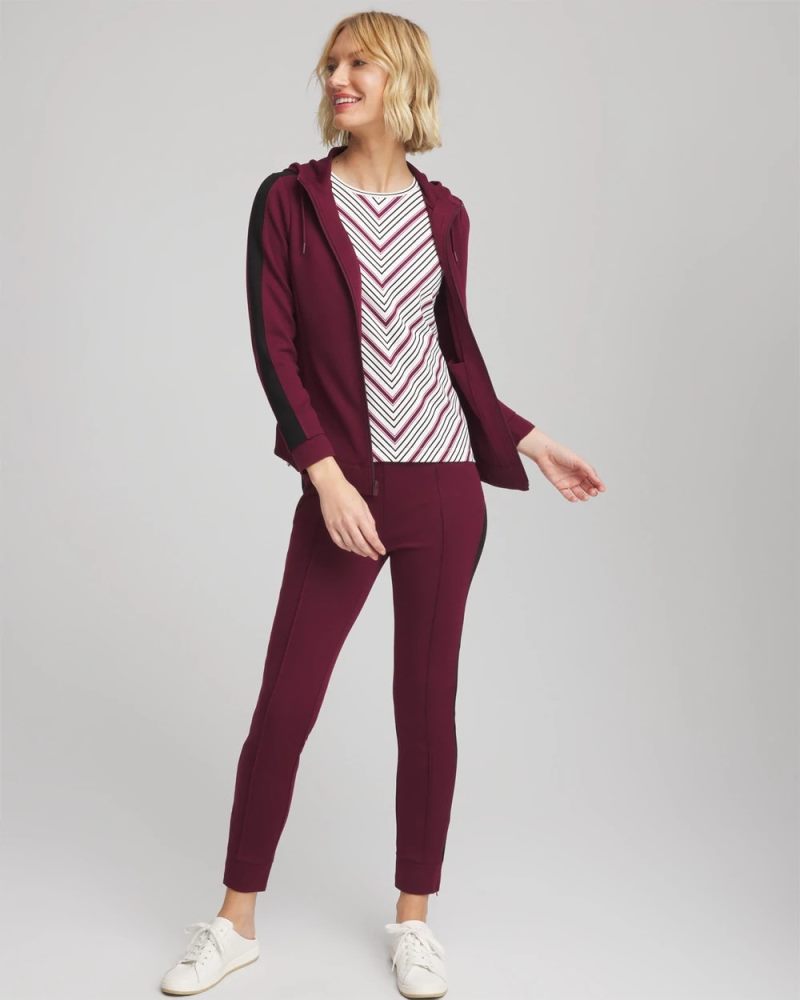 Chicos Zenergy® Soft Brushed Striped Top - DEEP CHIANTI