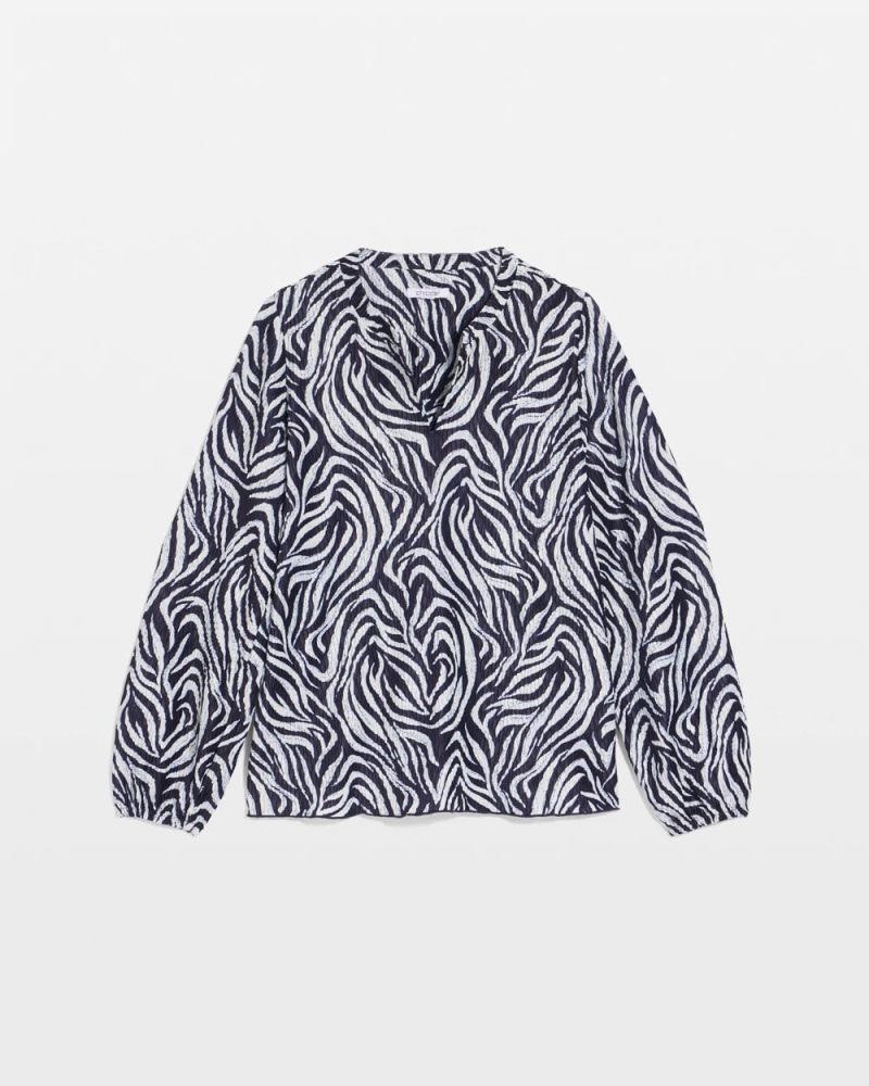 Chicos Zebra Waves Crinkle Top - PASSPORT BLUE
