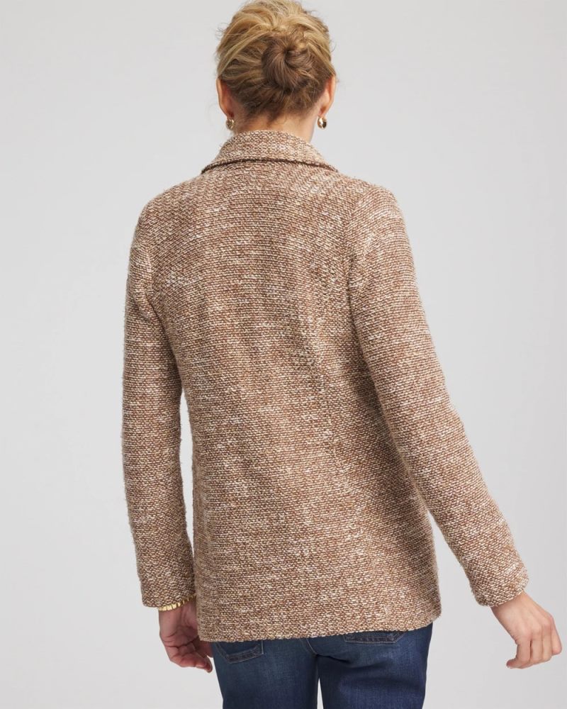 Chicos Tweed Double-Breasted Blazer - CAFE AROMA