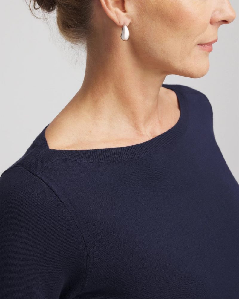 Chicos Ella Bateau Pullover Sweater - PASSPORT BLUE