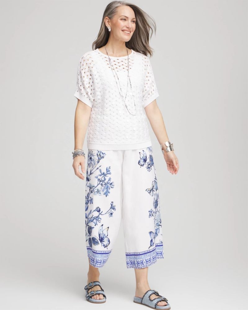 Chicos Dolman Pointelle Sweater - ALABASTER