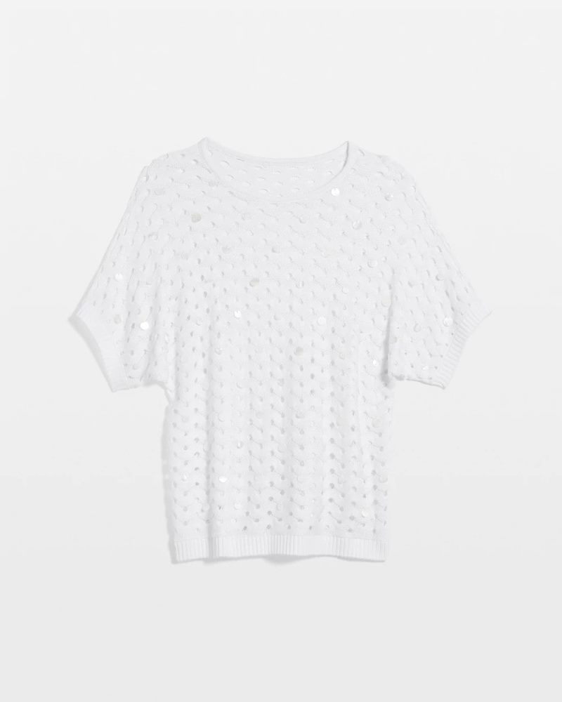 Chicos Dolman Pointelle Sweater - ALABASTER