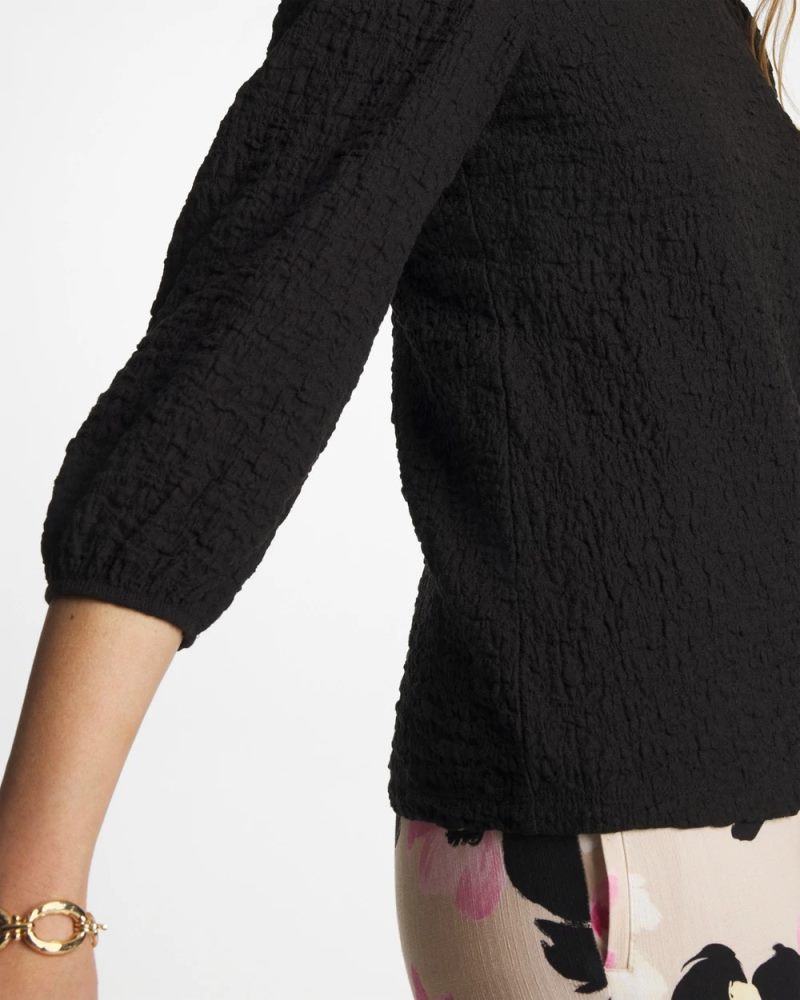 Chicos Textured Feminine Tee - BLACK